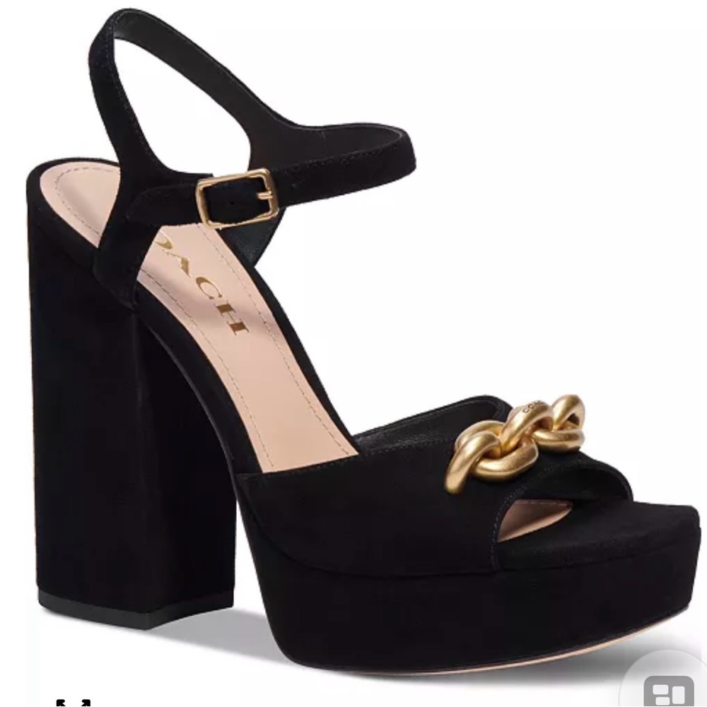 Coach Black Platform Heels with Gold Accent